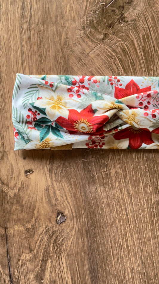 Poinsettias headband Christmas floral headband