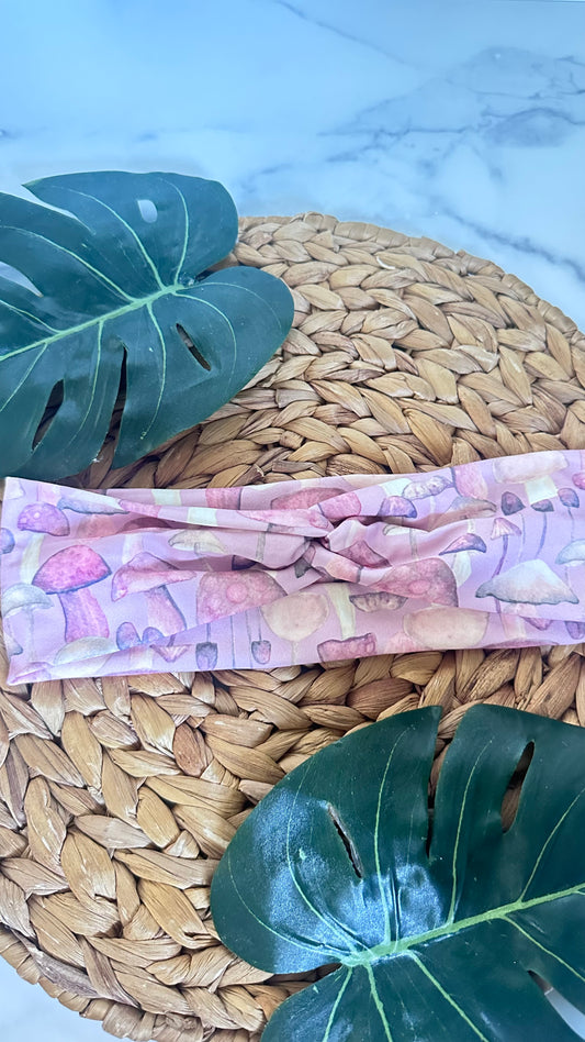 Pink watercolor mushrooms