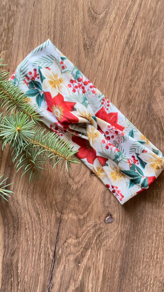 Poinsettias headband Christmas floral headband