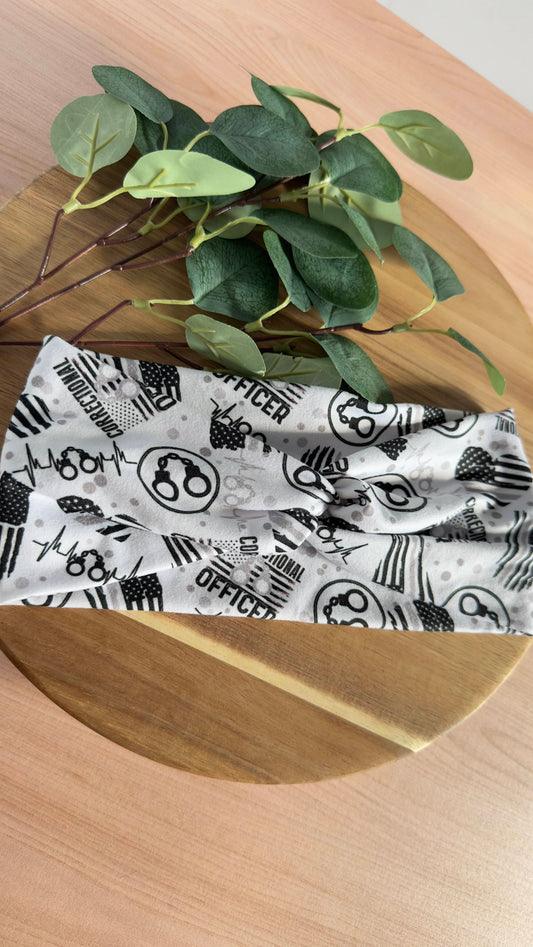 Correctional officer headband- Thin Gray Line twistband