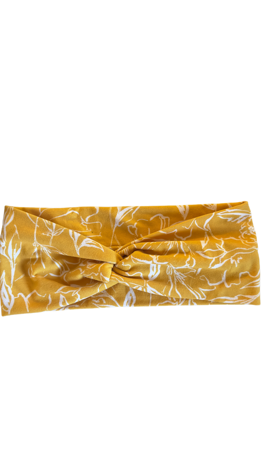 Yellow with white floral lines