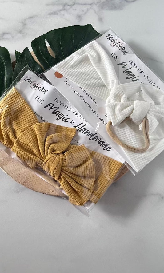 Baby and me rib knit headband + matching nylon 5” bow
