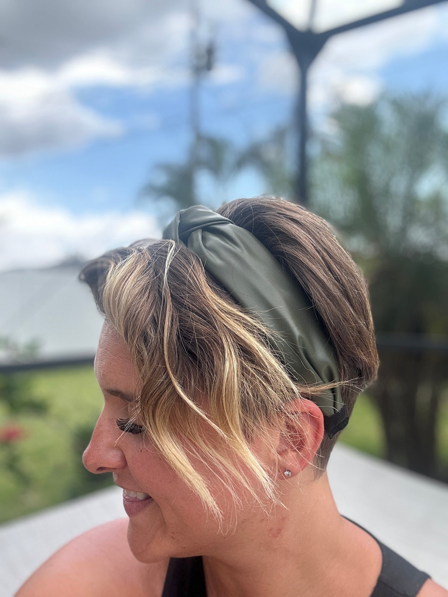 Faux leather solid band