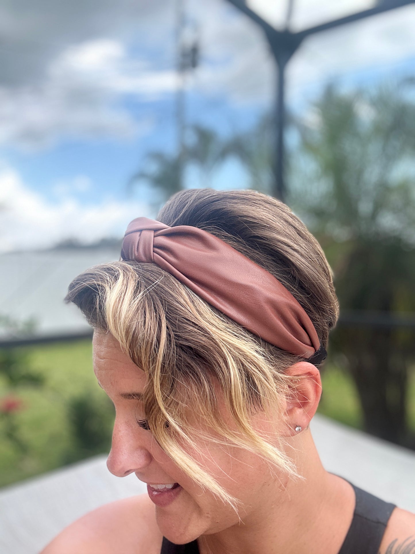 Faux leather solid band