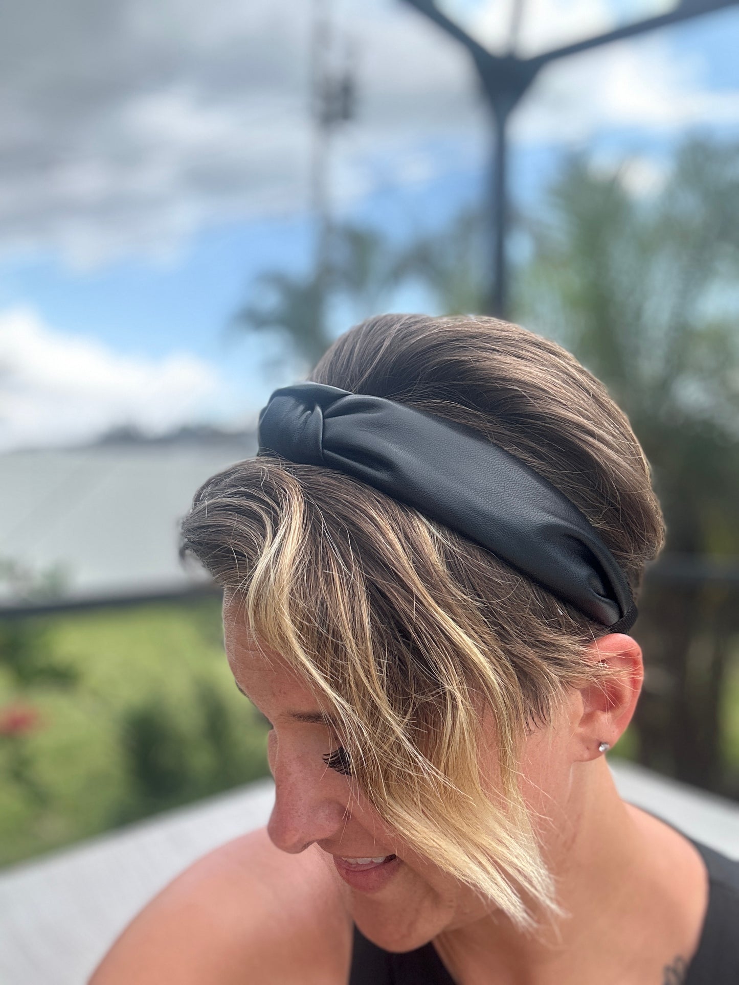 Faux leather solid band