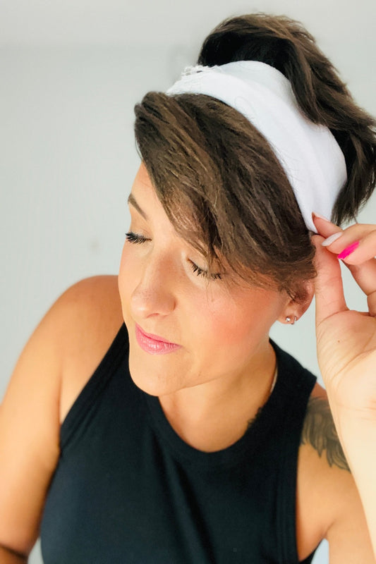 Distressed headband- White