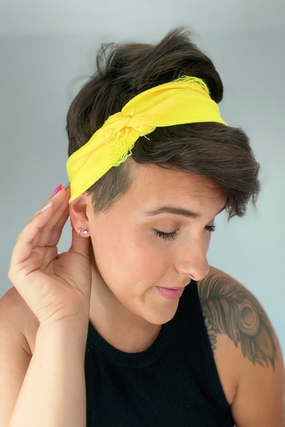 Neon Yellow Distressed Headband