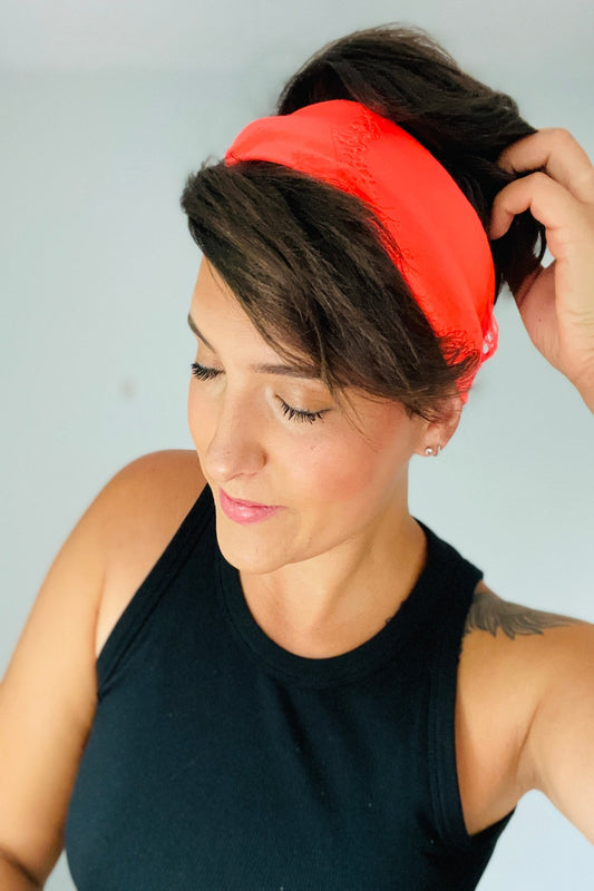 Neon Orange Distressed Headband