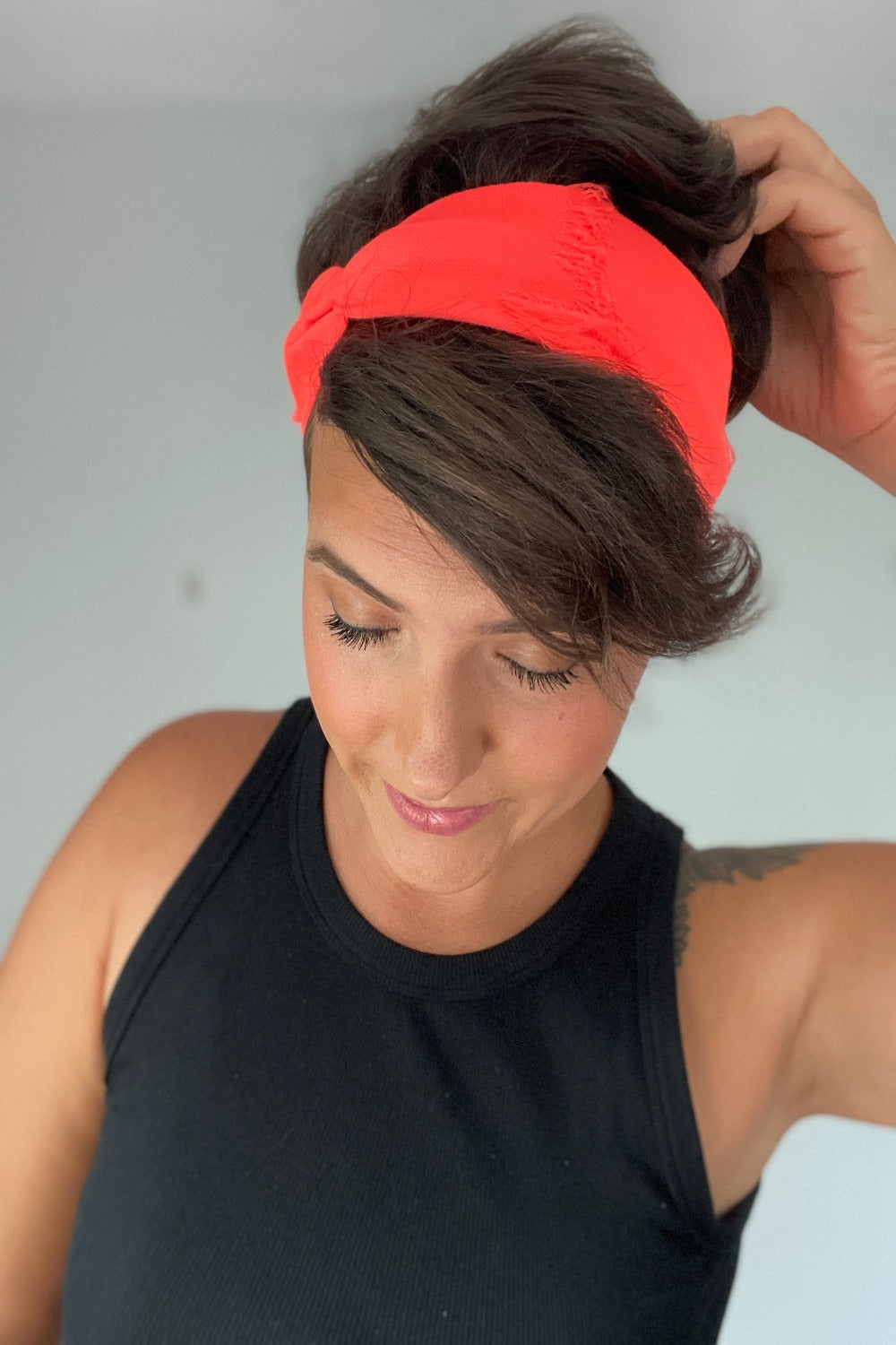 Neon Orange Distressed Headband