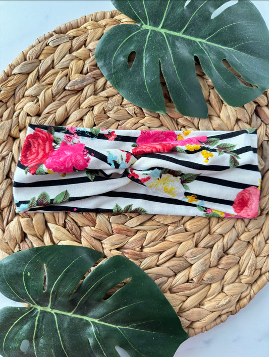 Florals on stripes headband