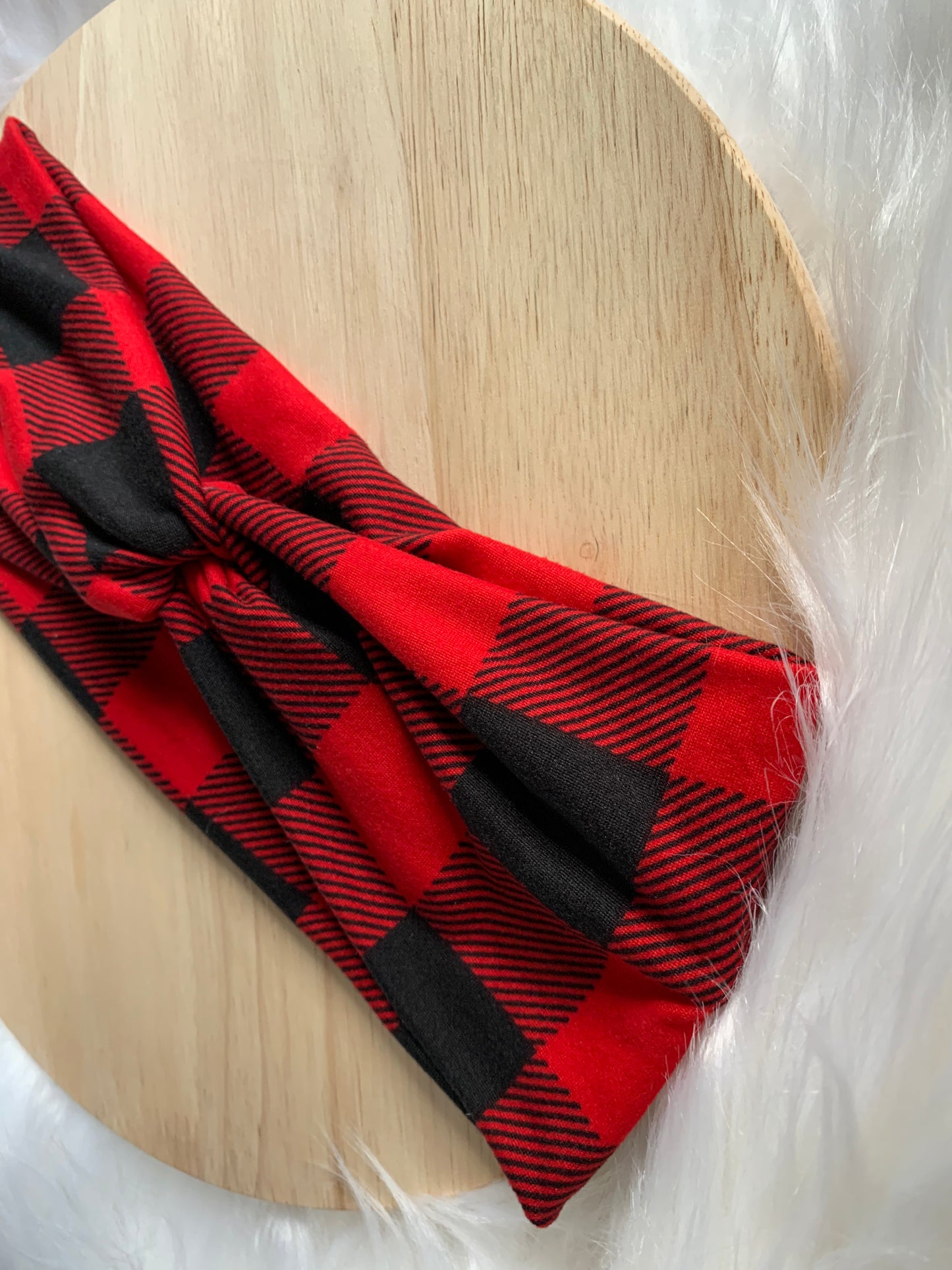 Red Buffalo Check Headband