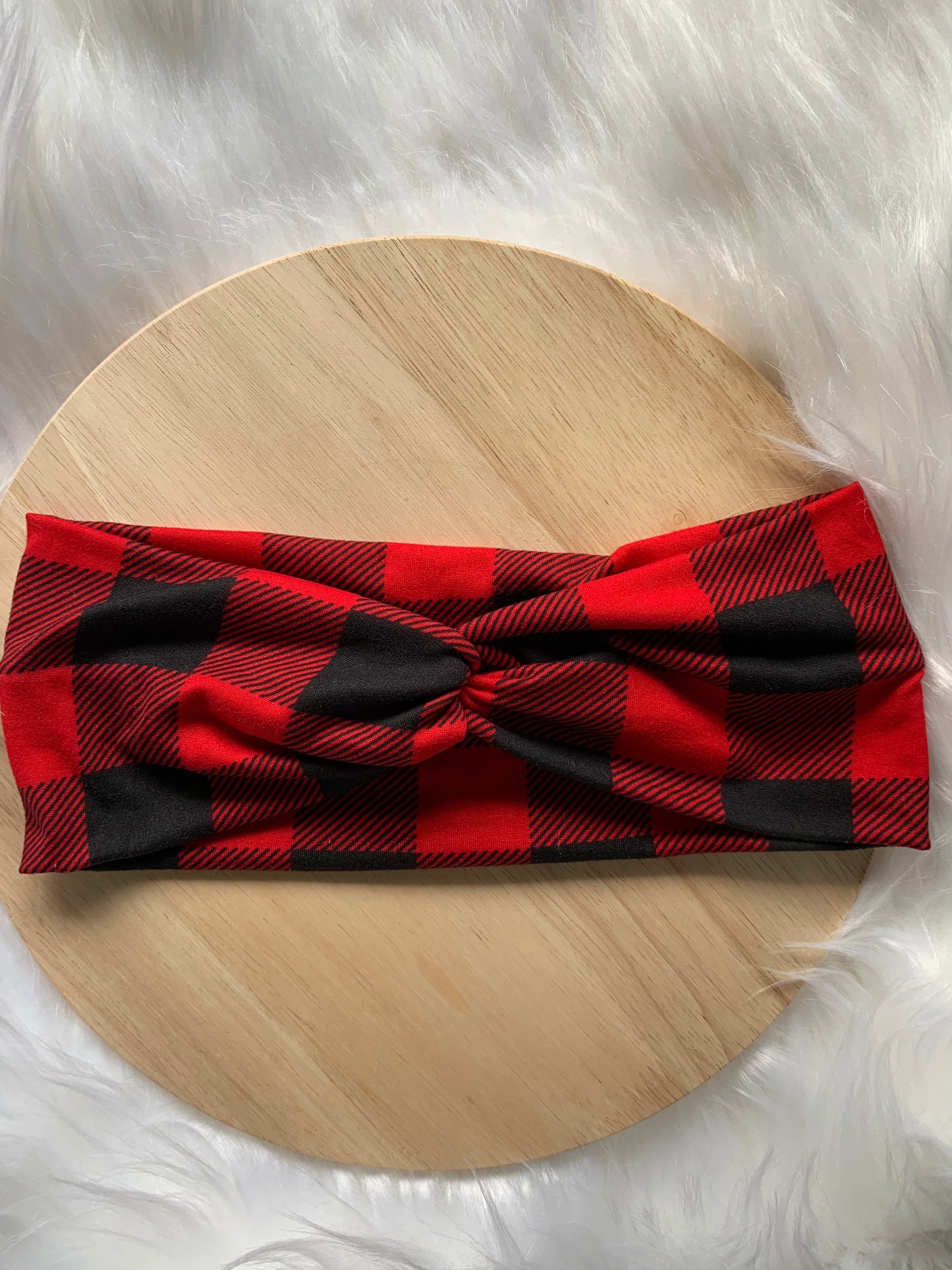 Red Buffalo Check Headband